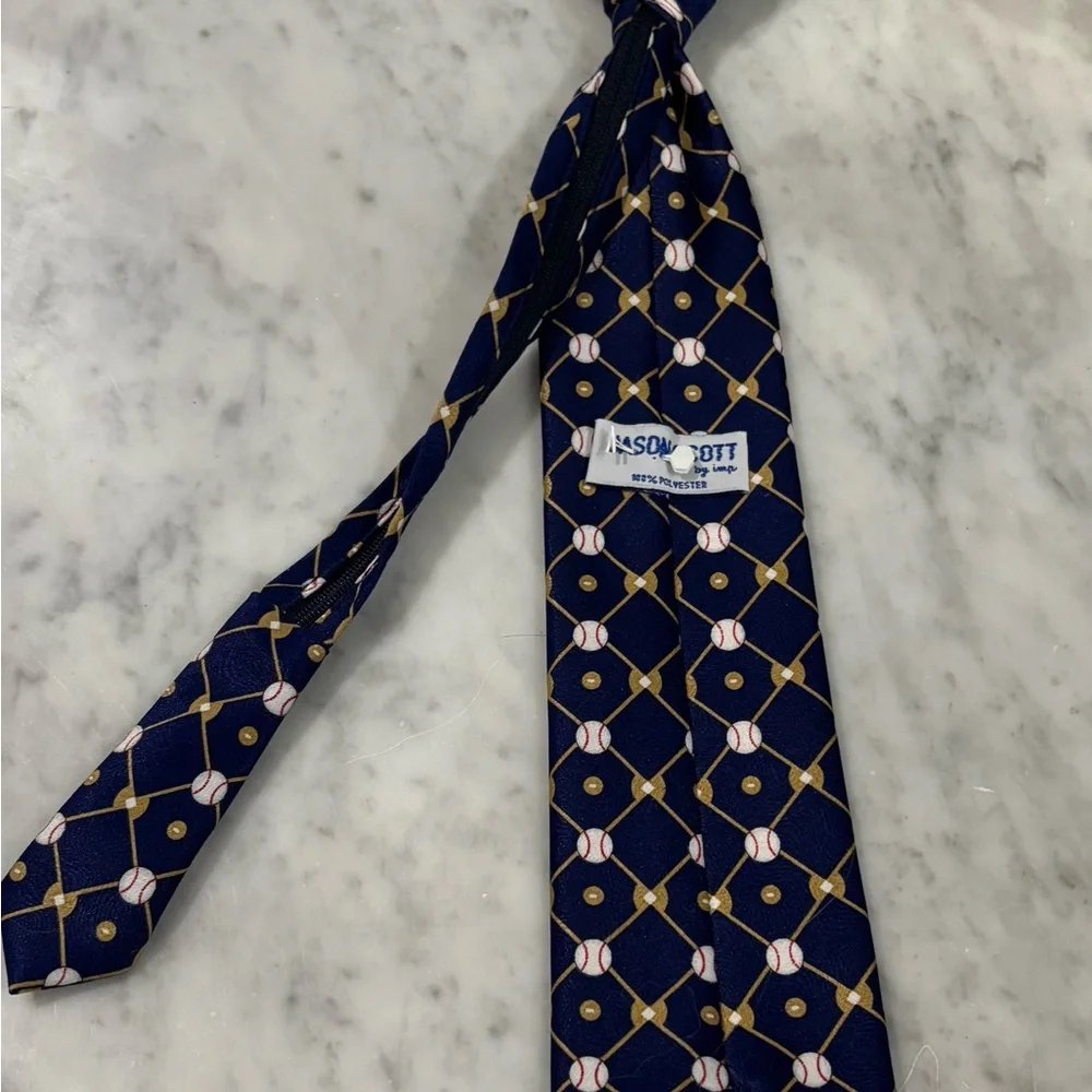 Cute Baseball Navy and Gold Boy’s Zipper Tie